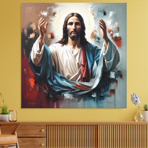 Jezus Christus: de eeuwige omhelzing van het licht Canvas Afdruk