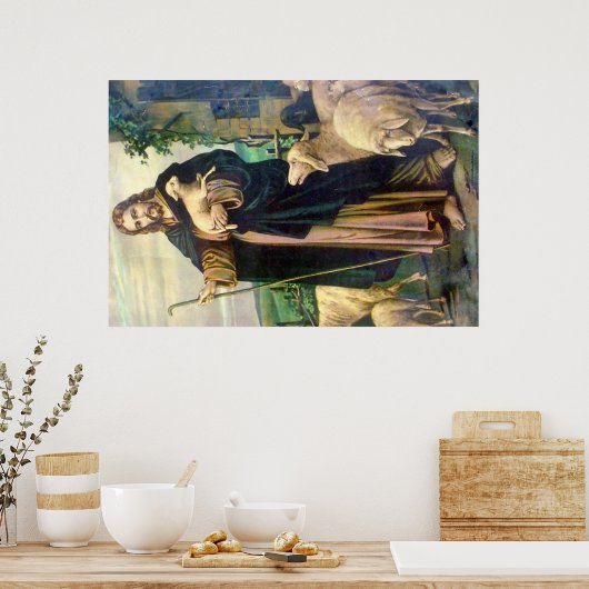 Jezus Christus De Goede Shepherd Poster (Keuken)
