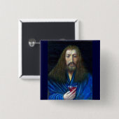 JEZUS CHRISTUS, DE KELK IN EMMAUS VIERKANTE BUTTON 5,1 CM (Voorkant /achterkant)