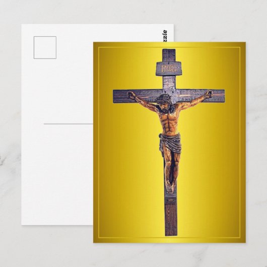 Jezus Christus de Savior Crucifix Briefkaart (Voorkant / Achterkant)