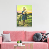 Jezus Christus de Shepherd met Baby Lamb Canvas Afdruk (Insitu (Woonkamer))