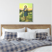 Jezus Christus de Shepherd met Baby Lamb Canvas Afdruk (Insitu (Slaapkamer))