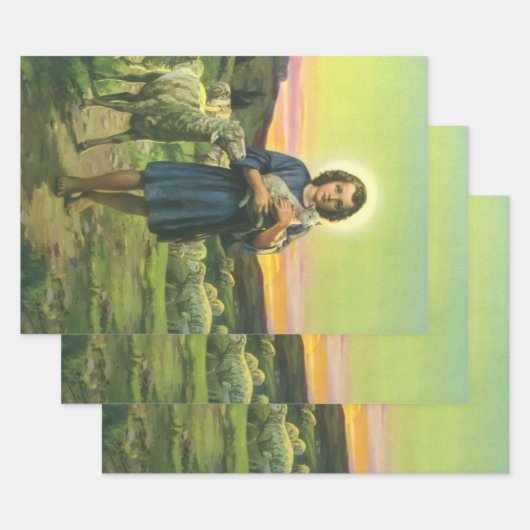  Jezus Christus de Shepherd met Baby Lamb Inpakpapier Vel (Set)
