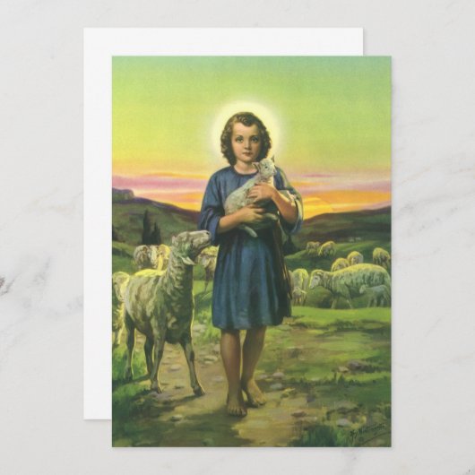  Jezus Christus de Shepherd met Baby Lamb Kaart (Voorkant / Achterkant)