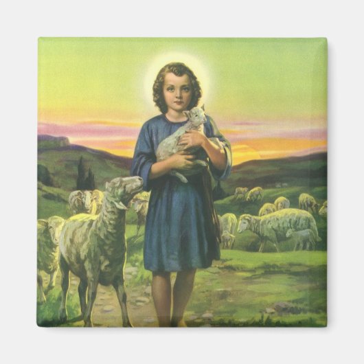  Jezus Christus de Shepherd met Baby Lamb Magneet (Voorkant)