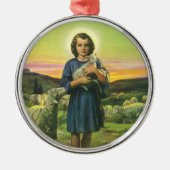  Jezus Christus de Shepherd met Baby Lamb Metalen Ornament (Voorkant)
