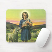  Jezus Christus de Shepherd met Baby Lamb Muismat (Met muis)