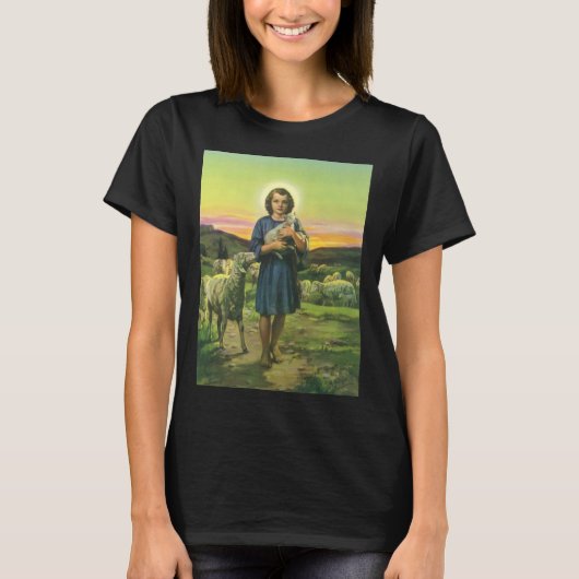  Jezus Christus de Shepherd met Baby Lamb T-shirt (Voorkant)