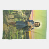  Jezus Christus de Shepherd met Baby Lamb Theedoek (Horizontaal)