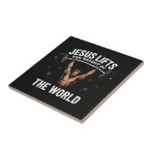 Jezus Christus Deadlifting Tegeltje (Zijkant)
