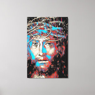 Jezus Christus die Abstract schilderen door de kro Canvas Afdruk