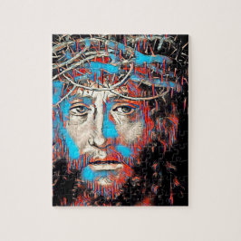 Jezus Christus die Abstract schilderen door de kro Legpuzzel