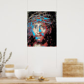 Jezus Christus die Abstract schilderen door de kro Poster (Keuken)