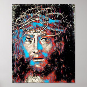 Jezus Christus die Abstract schilderen door de kro Poster