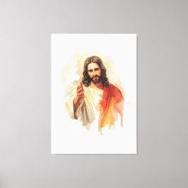  Jezus Christus die handen uitstrekt Aquarelschild Canvas Afdruk