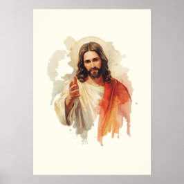  Jezus Christus die handen uitstrekt Aquarelschild Poster
