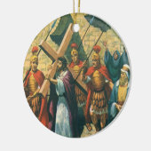 Jezus Christus die het kruis draagt naar zijn kroo Keramisch Ornament (Links)