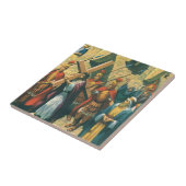 Jezus Christus die het kruis draagt naar zijn kroo Tegeltje (Zijkant)