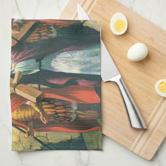 Jezus Christus die het kruis draagt naar zijn kroo Theedoek (Quarter Fold)