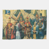 Jezus Christus die het kruis draagt naar zijn kroo Theedoek (Horizontaal)