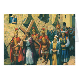 Jezus Christus die het Kruis draagt naar zijn Krui