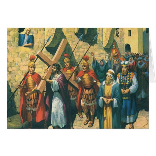 Jezus Christus die het kruis draagt naar zijn krui (Voorkant Horizontaal)