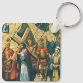 Jezus Christus die het kruis draagt naar zijn krui Sleutelhanger (Achterkant)
