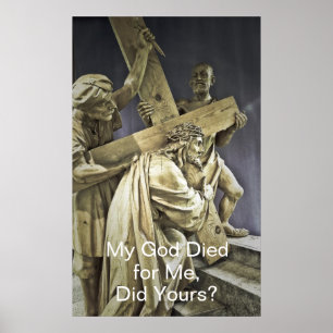 Jezus Christus die het Poster van het kruis draagt