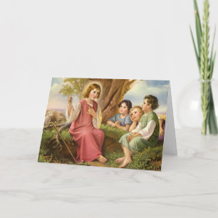 Jezus Christus die kinderen onderwijst, Vintage Re Kaart