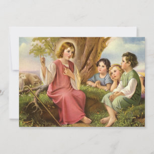 Jezus Christus die kinderen onderwijst, vintage re Kaart