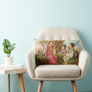 Jezus Christus die kinderen onderwijst, Vintage Re Kussen