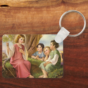 Jezus Christus die kinderen onderwijst, vintage re Sleutelhanger
