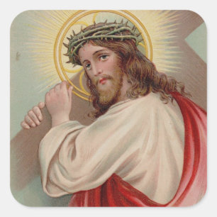 Jezus Christus die kruis Christelijk Vierkante Sticker