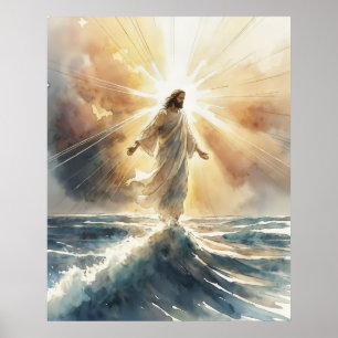 Jezus Christus die op Water loopt Poster