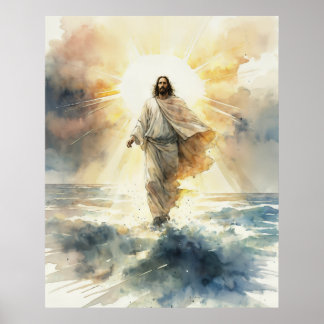 Jezus Christus die op Water loopt Poster