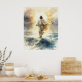 Jezus Christus die op Water loopt Poster (Keuken)