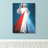 Jezus Christus Divine Mercy Sacred Heart van Jezus Canvas Afdruk (Insitu (Houten vloer))