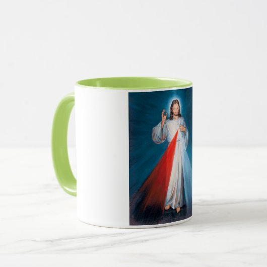 Jezus Christus Divine Mercy Sacred Heart van Jezus Mok (Voorkant links)