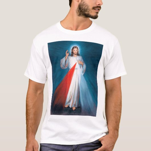 Jezus Christus Divine Mercy Sacred Heart van Jezus T-shirt (Voorkant)