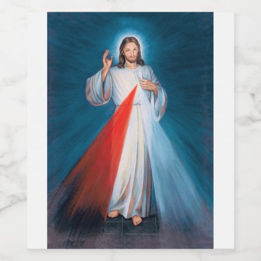 Jezus Christus Divine Mercy Sacred Heart van Jezus Wijn Etiket (Enkel label)