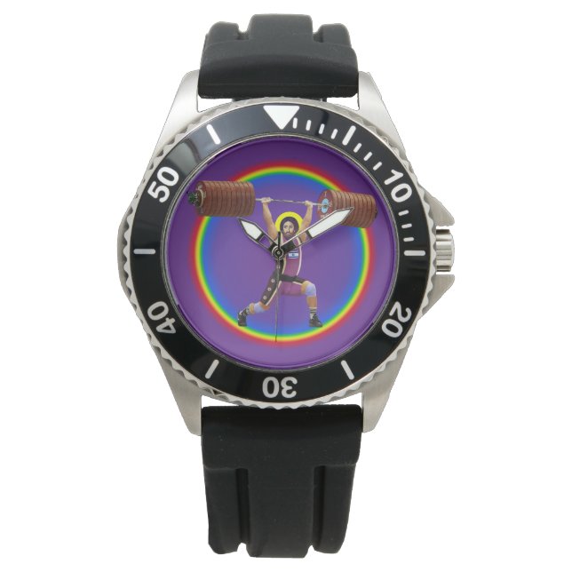 Jezus Christus doet de Clean and Jerk Horloge (Voorkant)