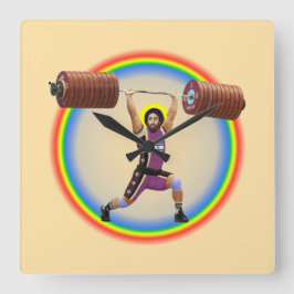 Jezus Christus doet de Schone en Jerk Vierkante Klok