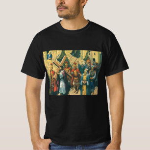 Jezus Christus draagt het kruis naar zijn kruisigi T-shirt