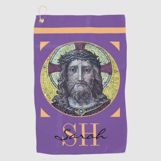 Jezus Christus en compassie Kunst  Golfhanddoek (Voorkant)