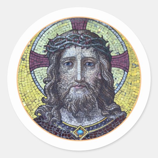Jezus Christus en Compassie Kunst Zelfklever Ronde Sticker (Voorkant)