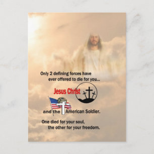 Jezus Christus en de Amerikaanse soldaat Briefkaart
