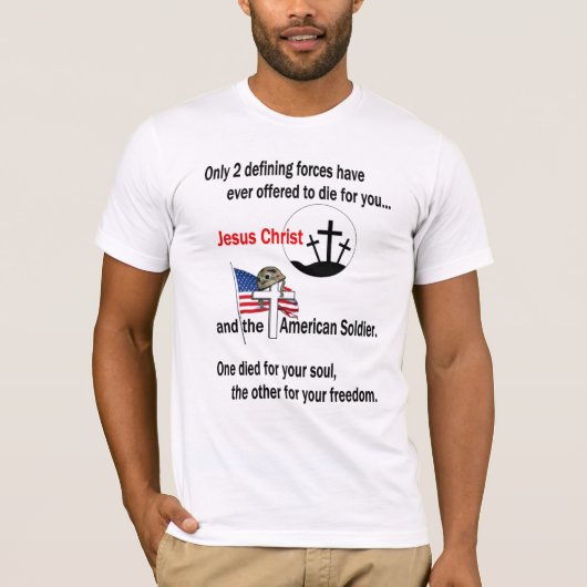 Jezus Christus en de Amerikaanse soldaat T-shirt (Voorkant)