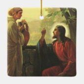 Jezus Christus en de barmhartige Samaritaan bij de Keramisch Ornament (Achterkant)