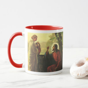 Jezus Christus en de goede Samaritaan bij de put Mok