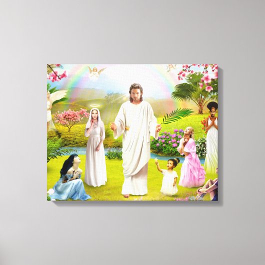 Jezus Christus en de Maagd Mary Regina Coeli Canvas Afdruk (Voorkant)